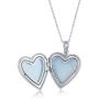 Sterling Silver Pink or Blue Rose, Angel & Mother Cameo Designed Heart Locket Necklace