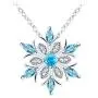 RTY Christmas Winter Holiday Silver Tone Blue Rhinestone Snowflake Necklace Earring Set