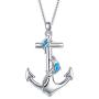 CUOKA MIRACLE Anchor Necklace with Blue Opal Dolphin Pendant Navy Sailor Dolphin Necklace Nautical Jewelry Anchor Jewelry for Women Birthday Best Friend