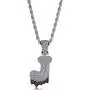 HECHUANG Initial Letter Necklace Simulated Diamond Iced Out Bling Letter Initial Pendant Hip Hop Necklace