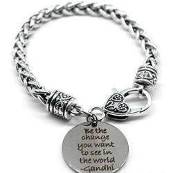 M&T 2015 Stainless Steel Charm Inspiration Jewelry, Be The Change You Want to See in The World, 40