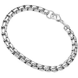 555Jewelry 5mm Stainless Steel Box Chain Bracelet for Men & Women, 6.5 to 9 Inch