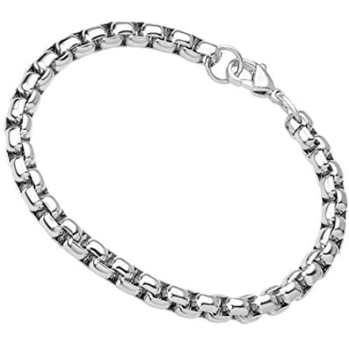 555Jewelry 5mm Stainless Steel Box Chain Bracelet for Men & Women, 6.5 to 9 Inch