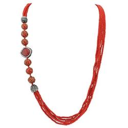 Bocar Long Multiple Row Handmade Beaded Resin Statement 36'' Necklace for Women (NK-10558)