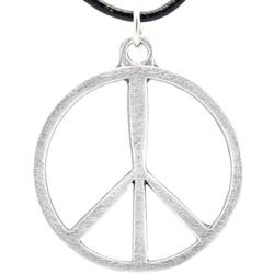 Trilogy Jewelry Pewter Classic Peace Sign 60s Hippie Pendant on Leather Necklace