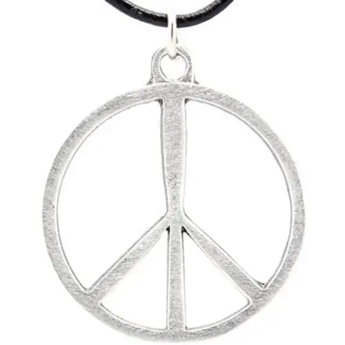 Trilogy Jewelry Pewter Classic Peace Sign 60s Hippie Pendant on Leather Necklace Trilogy Jewelry Pewter Classic Peace Sign 60s Hippie Pendant on Leather Necklace