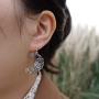 RareLove Vintage Christmas Crescent Half Moon Santa Piercing Dangle Earrings Silver Plated Alloy Holiday Jewelry For Women Girls