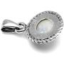 Silvershake Round Stone or Shell 925 Sterling Silver Rope Solitaire Cabochon or Inlay Style Pendant Necklace Jewelry for Women