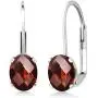 Gem Stone King 925 Sterling Silver Garnet Leverback Earrings For Women (1.60 Cttw, Oval Checkerboard 7X5MM)