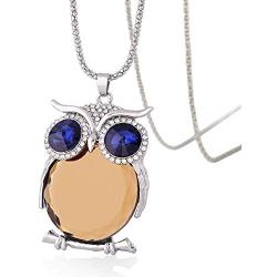 TULIP LY Womens Lucky Owl of Night Pendant Necklace and The Night Guardians Long Sweater Chain Owl Pendant Necklace Lovely Animal Pendant Necklace