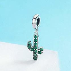 ABAOLA Green Cactus Charm 925 Sterling Silver Botany Charm Beads for Fashion Charms Bracelet & Necklace