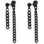 JSEA Stainless Steel Double Tassel Curb Chain Long Dangle Earrings Hypoallergenic Black Silver Gold Earring