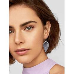 Genuine Leather Earrings Set Teardrop Petal Leaf Leather Dangle Earrings Leather Feather Drop Earring for Women Girls, S/M/L