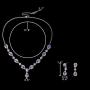 EleQueen Womens Silver-Tone Cubic Zirconia Teardrop Flower Bridal V-Necklace Jewelry Set Dangle Earrings