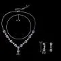 EleQueen Womens Silver-Tone Cubic Zirconia Teardrop Flower Bridal V-Necklace Jewelry Set Dangle Earrings