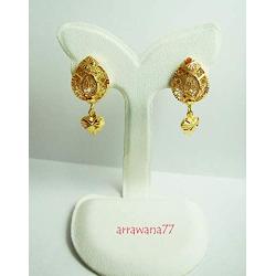 Detail Heart Drop Dangle 24k Gold-plated 24K 22K Thai Baht Yellow Gold Earrings Jewelry Gold for Women