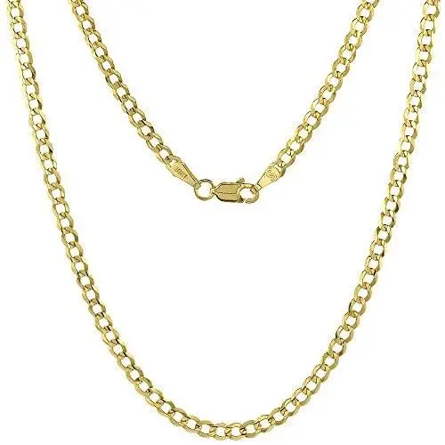 10K Yellow Gold 2-12 mm Curb Link Chain Necklace for Men and Women Concaved Beveled Edges 16-26 inch 10K Yellow Gold 2-12 mm Curb Link Chain Necklace for Men and Women Concaved Beveled Edges 16-26 inch