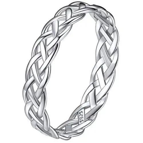 ChicSilver 925 Sterling Silver Celtic Knot Eternity Wedding Band for Women, 4 mm Wide, Size 4-12 (with Gift Box)