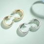 FANCIME Half Open Hoop Stud Earrings Triple Thin/Thick Tube High Polished Hoop Earrings 14K Yellow/White Gold Plated Fashion Statement Jewelry Gift for Women Teens Girls Mom