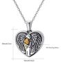 KINGWHYTE Urn Necklaces for Ashes for Women 925 Sterling Silver Two Tone Angel Heart Shape Cremation Jewelry for Ashes of Loved Ones Keepsake
