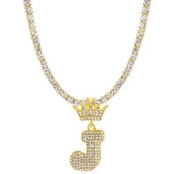 FW Jewelry Bling Iced Out Letter Chains Hip Hop Silver Gold Crown Initial Pendants for Men from A to Z