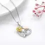 NUOKUN S925 Sterling Silver Heart Sunflower Necklace You are My Sunshine Necklace Rose Flower Pendant I Love You to The Moon and Back Jewelry for Women Girlfriend Wife Mother Her Birthday Gifts