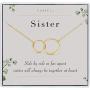 Suavell Sister Necklace. 18K Gold Plated Double Circle Necklace for Women. Sister Gifts from Sister, Galentines Day Gifts, Big Sister Gift or BFF Soul Sister! Interlocking Circle Necklace Jewelry