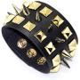 Nsitbbuery Punk Rivet Bracelet Spike Wide Leather Wristband Bracelet