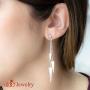 555Jewelry Womens Stainless Steel Triple Triangle Dangle Hanging Stud Earrings