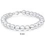 Simple Plain Polish Round Stackable 925 Sterling Silver Bead Ball Strand Bracelet For Women Teen 8MM 7 7.5 8 8.5 9 Inch
