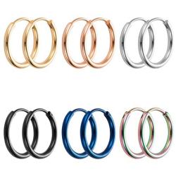 6 Pairs Upgrade Stainless Steel Hoop Earrings-Cartilage Earring Small Hoop Earrings Set,Nose Ring Nipple Ring Body Piercing Jewelry for Men Women Gilrs Boys