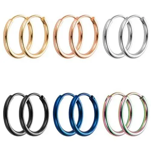 6 Pairs Upgrade Stainless Steel Hoop Earrings-Cartilage Earring Small Hoop Earrings Set,Nose Ring Nipple Ring Body Piercing Jewelry for Men Women Gilrs Boys 6 Pairs Upgrade Stainless Steel Hoop Earrings-Cartilage Earring Small Hoop Earrings Set,Nose Ring Nipple Ring Body Piercing Jewelry for Men Women Gilrs Boys