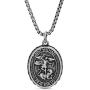 Steve Madden Oxidized Stainless Steel Saint Michael Coin Necklace for Men 26 Inch Box Chain