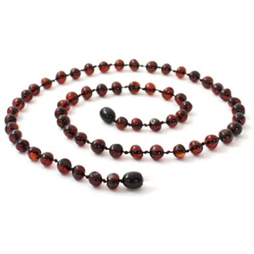 TipTopEco Baltic Amber Necklace for Adults (Women and Men) - 17.5 Inches Long - Polished Beads