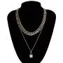 Double Layer Gold-Tone Lock and Butterfly Pendant Necklace Fashionable Women Girl Jewelry Double Layer Gold-Tone Lock and Butterfly Pendant Necklace Fashionable Women Girl Jewelry