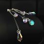 SBLING Platinum-Plated Color Change Multi-Teardrop Earrings Made with Aurora Borealis Swarovski Crystals