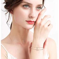 KIMILILY Butterfly Charm Birthstone Bracelets for Women,Gifts for Women Girl,Rose Gold Jewelry Crystals from Swarovski with Fine Jewelry Box