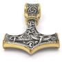 Gungneer Viking Thor Hammer Pendant 18k Gold Plated Stainless Steel Dragon Head Byzantine Chain Necklace Asatru Pagan Jewel