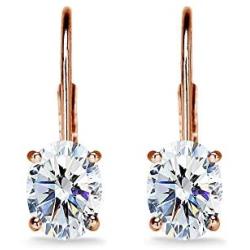 Sterling Silver 7x5mm Oval Solitaire Dainty Leverback Earrings Made with Swarovski Zirconia