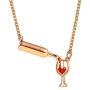 Wine & Cup Necklace Heart Red Zircon Pendant Necklaces for Women Romantic Love Memory Wedding Party Jewelry Red Wine Bottle Goblet Clavicle Chain