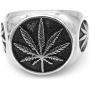 SAINTHERO Mens Vintage Stainless Steel Ring Weed Marijuana Cannabis Leaf Symbol Rock Punk Hip-hop Jewelry Size 7-15