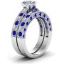 IOU 3pc Two Rings His Hers Wedding Ring Sets Couples Rings Womens White Gold Plated Heart CZ Wedding Engagement Ring Bridal Sets Mens Stainless Steel Wedding Band