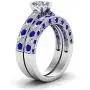 IOU 3pc Two Rings His Hers Wedding Ring Sets Couples Rings Womens White Gold Plated Heart CZ Wedding Engagement Ring Bridal Sets Mens Stainless Steel Wedding Band