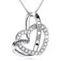 Cuoka Sterling Silver Double Heart Necklace Engraved I Love You Forever Pendant Gift for Her CZ Jewelry I Love You Mom Necklace