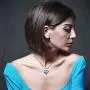 DEPHINI - Heart Necklace - 925 Sterling Silver - Aquamarine Birthstone Embellished with Branded Crystal Pendant - Fine Jewellery Woman Necklace 18'' Rhodium Plated Silver Chain - A+ Cubic Zirconia