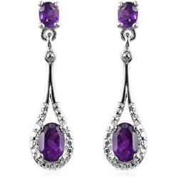 Shop LC Stylish Drop Dangle Earrings Oval Amethyst Fashion Costume Prom Purple Jewelry for Women Mothers Day Gifts Costume Prom Purple Jewelry Cttw 1