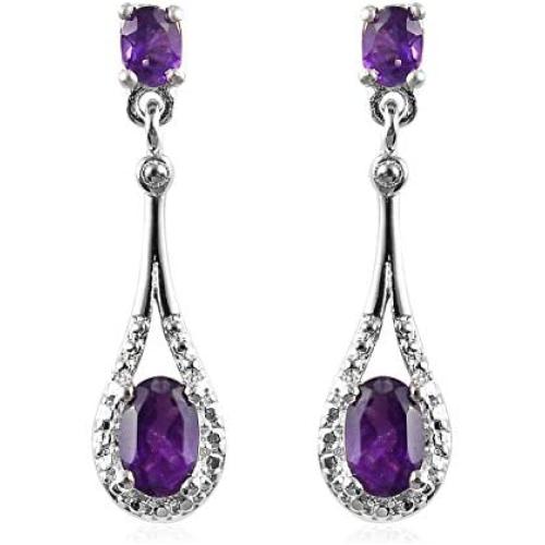 Shop LC Stylish Drop Dangle Earrings Oval Amethyst Fashion Costume Prom Purple Jewelry for Women Mothers Day Gifts Costume Prom Purple Jewelry Cttw 1