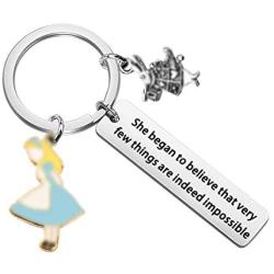 UJIMS in Wonderland Inspired Gift Friendship Keychain She Began to Believe That Very Few Things are Indeed Impossible March Hare Gifts