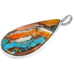 Spiny Turquoise Pendant Necklace in Sterling Silver 925 (Select Style)