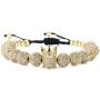 Charm Imperial Crown Braided Bracelets with 8mm Micro Pave Cubic Zirconia Beads 18K Gold King Bracelet for Men Boys